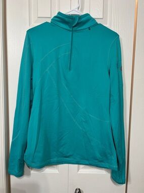 Isis Wm M fleece lined Teal Quarter-Zip Active performance Pullover running hike